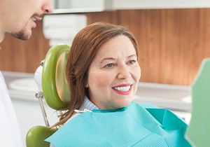 Woman smiling at the dentist