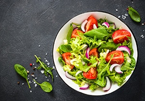 a close-up of a salad